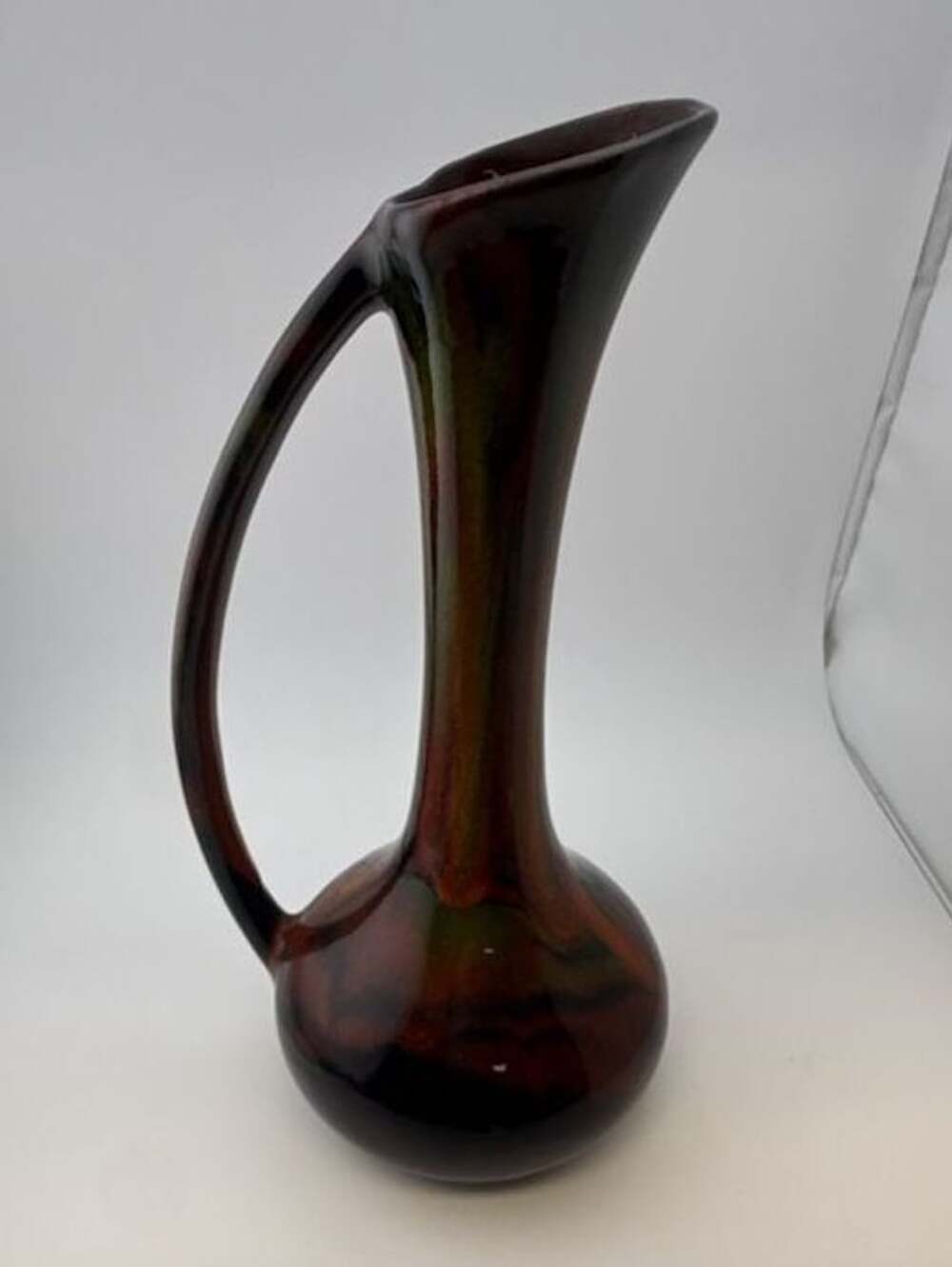 Van Briggle Art Pottery Brown and Green Drip Glaze Ewer Pitcher 11-1/2" Tall